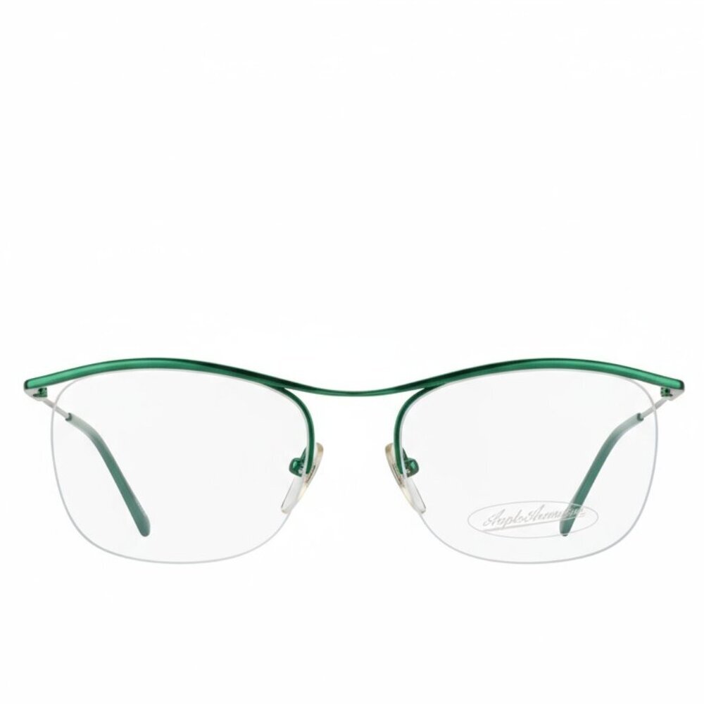 Vintage Frames Semi Rimless Anglo American Eyewear MOD M63 Metallic Green